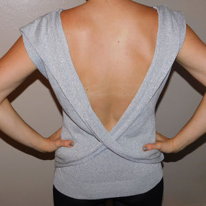 Silver Criss Cross Open Back Sweater VS